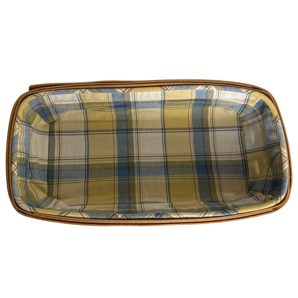 Longaberger Bread Basket Set Basket Plaid Fabric Liner Regular Protector 1997 - Picture 8 of 13